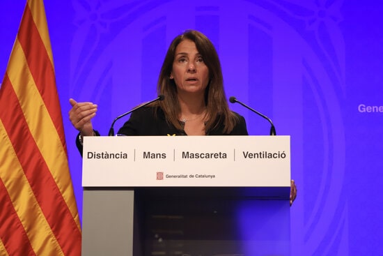Interim government spokesperson Meritxell Budó on April 27, 2021 (by Rubén Moreno/Govern)